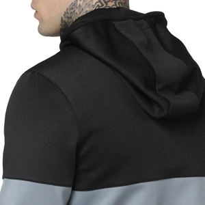 Chándal con Capucha para Hombre, Color Gris y Negro, Bloques de Color, Manga Larga, Cierre de Cremallera, Informal, para Correr, Transpirable, de Poliéster y Algodón, Corte Ajustado - Product Image 5