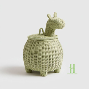 NEW DESIGN Eco-friendly Natural Handmade Rattan Animal Shape <b>Basket</b> Eco-Friendly Wicker <b>Storage</b> <b>Basket</b> for Home Kids Room - Product Image 4