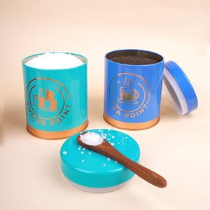 Cylindrical Tin Storage Box with Airtight Lid Tea Coffee Sugar Snacks Namkeen <b>Cookies</b> Biscuit Storage <b>Jar</b> - Product Image 6