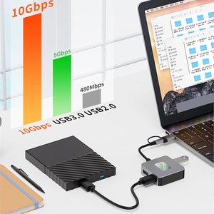 10Gbps Type C + USB 4พอร์ต USB 3.2แยกฮับ <span class=keywords><strong>Gen2</strong></span>อะแดปเตอร์10Gbps สำหรับ MacBook <span class=keywords><strong>Pro</strong></span> Air <span class=keywords><strong>iPad</strong></span> <span class=keywords><strong>Pro</strong></span> แล็ปท็อปพีซี - Product Image 3