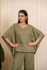 ชุดเซ็ตผ้าฝ้ายสลับลายสไตล์คาฟตันสำหรับผู้หญิง เสื้อคลุมทรงหลวมพลิ้วพร้อมกางเกงขายาว |   ชุดลำลองสองชิ้นสำหรับพักผ่อนในรีสอร์ท - Product Image 3