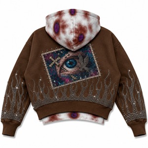 Zone de gloire |   Sweat à capuche zippé en molleton 100 % coton unisexe, personnalisé, brodé, orné de strass, style streetwear respirant - Product Image 3