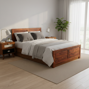 Cabecero de Cama Plegable de Madera Maciza Hecho a Mano, Tamaño Queen, con Estructura de Madera Resistente y Acabado Natural Color Miel - Product Image 1