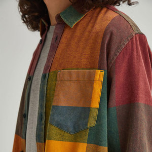 Chemise décontractée à carreaux en flanelle pour homme, en coton doux, boutonnée, à manches longues, coupe décontractée, style urbain, couche chaude pour l'extérieur - Product Image 4