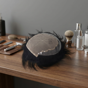 Perruque en cheveux humains modèle Q6 pour hommes, toupet pour hommes, patch capillaire blanc à la plus faible densité pour hommes, boutique en ligne Alibaba, cheveux humains bruts - Product Image 3