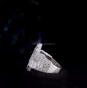 925 Sterling Silver Star Shaped Pinky Engagement <b>Ring</b> Baguette Cut Men's Engagement and Wedding Hip Hop <b>Iced</b> Rhodium Plated <b>Ring</b> - Product Image 2