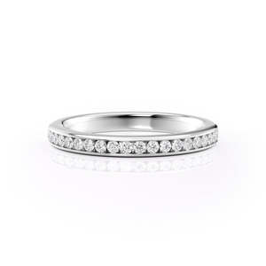 แหวนแต่งงานเพชรทรงกลมเพาะเลี้ยงแบบครึ่งวงสำหรับผู้หญิง - Product Image 3