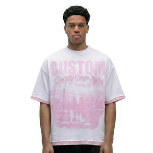 เสื้อยืดโอเวอร์ไซส์พิมพ์ลายสีชมพู สไตล์สตรีท คอกลม แขนสั้น ผ้าเจอร์ซีย์คอตตอน สำหรับผู้ชาย รุ่น Custom Loyalty Over Love - Product Image 4