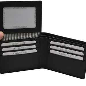 <b>Men's</b> Genuine Leather Slim Bifold <b>Wallet</b> Fashion RFID Protection Minimalist Design Open Closure Short Length Daily Use - Product Image 4