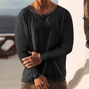 Athletic <b>Patchwork</b> Long Sleeve O-Neck T-<b>Shirt</b> Breathable Regular Corduroy Fabric Spandex/Polyester Lower Hem Logo Position Men' - Product Image 1