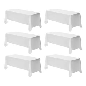 Lot de 6 nappes rectangulaires blanches 70 x 120 pouces, réutilisables, lavables en machine, résistantes aux plis et aux taches - Product Image 1