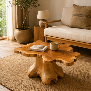 ARTERRA Luxury Modern Irregular Stump Accent <b>Coffee</b> <b>Table</b> Teak <b>Root</b> Organic Salvaged Wood Living Room Furniture - Product Image 6