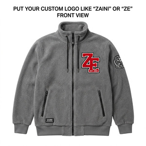 240g Premium Polar Fleece Full Zip <b>Jacket</b> Gray Warm Soft Custom Embroidered Patch Logo OEM ODM Waterproof Breathable <b>Jacket</b> - Product Image 1
