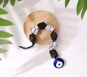 Adornos Colgantes de Borla de Turmalina y Selenita con Ojo Turco Feng Shui, Ecológicos, Premium, en Blanco y Negro, Muy Demandados para Decoración del Hogar y Coche, Disponibles - Product Image 1