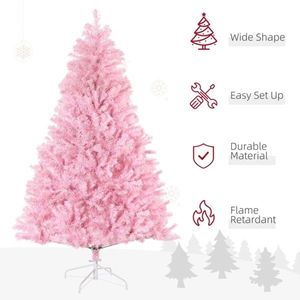 Albero di Natale Artificiale Rosa con Base in Acciaio ad Apertura Automatica, Forma Larga - Product Image 5