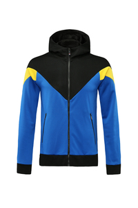 Ensemble de survêtement pour homme avec sweat à capuche zippé à manches longues et pantalon, style sportif, color block, coupe classique, pour l'automne, bleu, noir, jaune - Product Image 3