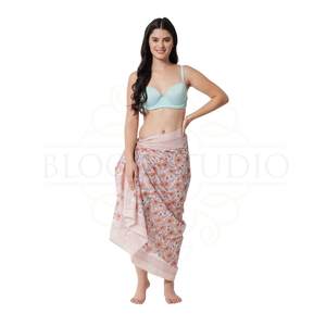 Pareo de algodón con estampado a mano para mujer, ligero, para cubrir el bikini, ideal para la playa y resorts de verano. - Product Image 4