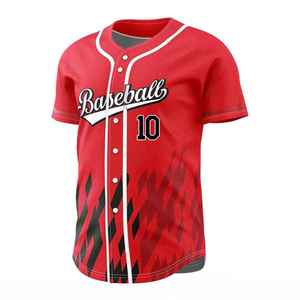 Maillot de baseball unisexe grande taille à col en V, sportswear respirant à boutons, imprimé par transfert thermique, 100 % polyester - Product Image 4