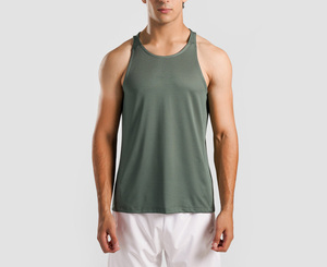Débardeur côtelé sans manches pour homme, respirant, séchage rapide, col rond, 100 % coton, décontracté, sportswear, fitness - Product Image 1