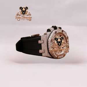 Contemporary <b>Mens</b> <b>Watch</b> Featuring a Patterned Rubber Strap, Crystal-Accent Surround and a Rounded Metallic Case - Product Image 4