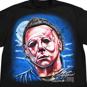 T-shirt imprimé The Boogeyman pour homme, noir, manches courtes, col roulé, tricoté, 100% coton, coupe classique - Product Image 5