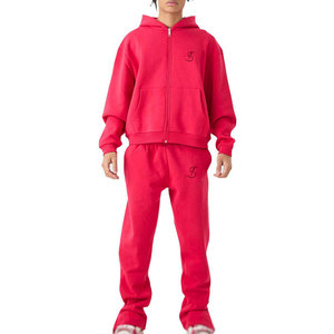 ชุดวอร์มซิปแบบหลวมราคาประหยัดสำหรับผู้ชาย ชุดออกกำลังกายสองชิ้น สไตล์ล่าสุด ชุดวอร์มซิปแบบหลวม - Product Image 1