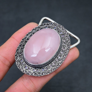 Venta al por mayor de colgantes hechos a mano de plata de ley 925 con cuarzo rosa natural para mujer. - Product Image 3