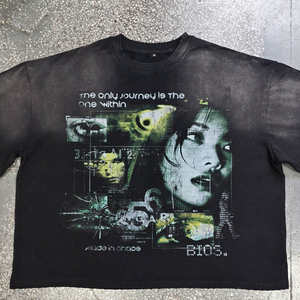 เสื้อยืดโอเวอร์ไซส์ผู้ชายผ้าถักเนื้อหนักสไตล์วินเทจฟอกกรด  ปักโลโก้ด้านหลังคอเสื้อ 100% ผ้าฝ้าย - Product Image 5