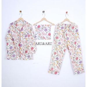 Conjunto de Pijama de Algodón con Estampado Floral para Mujer, Diseño Nuevo y Más Vendido, Disponible en Diferentes Tallas, de la India - Product Image 1