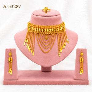 Gold Plated Zinc Alloy Tassel Statement Necklace Set Women's Bohemia Party Wedding Jewelry A-53287 - Product Image 1