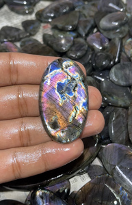 Wholesale Natural High Quality Multi Color Fire Spectrolite Labradorite Loose Gemstone Pear Rectangle Oval Cabochon Flat Back - Product Image 3