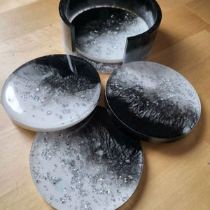 Resin Coaster Set With Anti Slip Base For Secure Drink Placement And <b>Table</b> <b>Protection</b> - Product Image 1