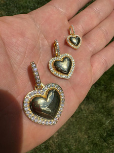 Colgante de Aleación Chapado en Oro con Forma de Corazón y Cristales de Estrás, Dijes con Engaste de Bisel, Joyería Romántica Unisex para Regalo - Product Image 1