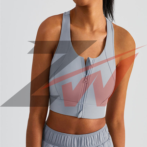 Soutien-gorge de sport long à fermeture éclair, respirant et à séchage rapide, pour femme, directement de l'usine, fabricant OEM, idéal pour l'entraînement et le yoga - Product Image 5
