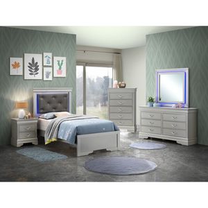 Lit Queen Size Lorana G6500C QB3 Silver Champagne, lit capitonné élégant - Product Image 3
