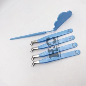 ชุดแหนบต่อขนตาแบบเคลือบสีฟ้าสำหรับเด็กชุดแหนบสเตนเลสแบบปรับแต่งได้พร้อมเลเซอร์โลโก้ขนมิงค์ - Product Image 2