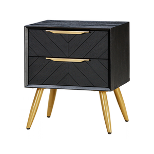 GALAXY Collection Contemporary Wooden <b>Nightstand</b> 2 Drawers Black Bedside Cabinet With Gold Handles Custom Design - Product Image 1