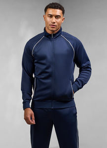 Men's Navy Blue Tracksuit Full Sleeve Solid Color Casual Jogger Set Turn-<b>down</b> Collar Breathable 100% Polyester Autumn Wear - Product Image 5