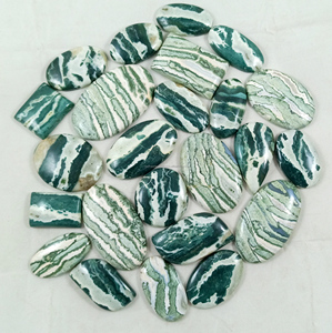 Wholesale Radha Arts Natural Green White River Jasper Cabochon Loose Oval Cut Gemstone Rajasthan for Jewelry Making Bulk Product - Product Image 2