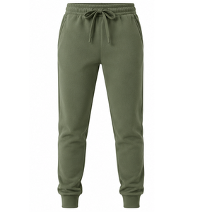 Custom Olive Green Fleece Jogger Pants <b>Elastic</b> Drawstring <b>Waist</b> Ribbed Cuffs Relaxed Fit Casual Sweatpants Wholesale OEM <b>Trouser</b> - Product Image 1