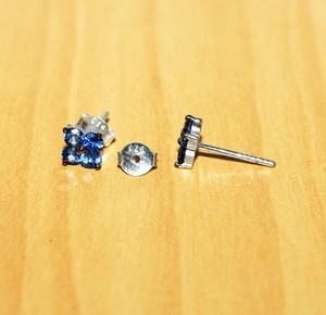 Wholesale 925 <b>Solid</b> Sterling <b>Silver</b> Natural Round Blue Sapphire Four Stone Floral Cluster Stud <b>Earrings</b> Memoria Jewels - Product Image 4