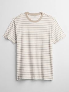 Camiseta de Manga Corta con Cuello Redondo y Rayas para Hombre, 100% Algodón, Corte Regular, Informal, Tejido Transpirable, Top de Verano - Product Image 3