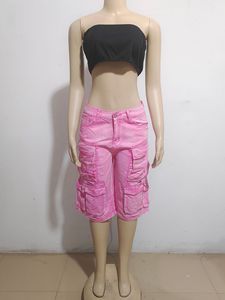 Pantalones Cortos de Mezclilla de Moda Urbana con Bolsillos, Estilo Casual de Verano, Tipo Biker, de Diseñador, Holgados, Cargo, para Mujer - Product Image 5