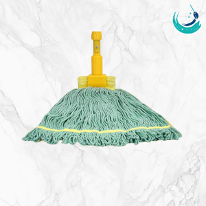 KSR High Quality Cotton Green Yarn Kentucky Mop Heads 5" Yellow Top Mesh Band Self Wringer Reusable Durable Floor Cleaning - Product Image 1