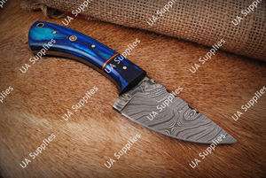 Cuchillo de Caza Profesional de Alta Calidad con Hoja Fija de Acero de Damasco, Mango de Cuerno de Carnero y Palisandro, Venta al por Mayor, Funda de Cuero EDC - Product Image 2