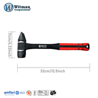 Marteau de machiniste industriel double face 500G, tête forgée en acier au carbone de précision, manche octogonal en fibre de verre antichoc, usage atelier, OEM