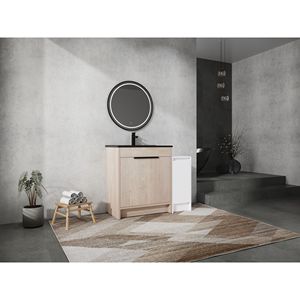 Mobile Bagno Freestanding da 42 Pollici con Lavabo in Ceramica Nera, Armadietti Contenitori e Ante con Chiusura Ammortizzata - Set Combinato 02430+0312 - Product Image 3