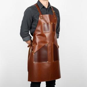 Delantal de Trabajo de Cuero Genuino Resistente a la Abrasión, Delantal Profesional para Trabajadores de la Madera con Bolsillos Reforzados LPN-0253 - Product Image 3