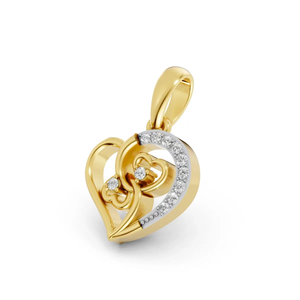 Colgante de Doble Corazón con Diamante Cultivado en Laboratorio de 14 Quilates para Mujer, 0.06 CT, Encanto Romántico, Oro Amarillo, Blanco y Rosa, Chapado en Rodio, IGI - Product Image 5