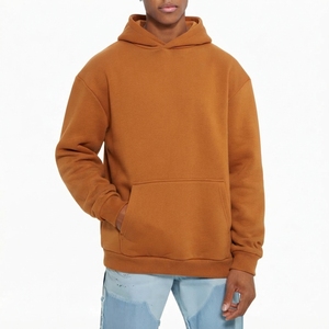 Men's Oversized Hooded Sweatshirt Solid Color Cotton Fleece Pullover Front Pocket Casual Streetwear Heavyweight Baggy Hoodie <b>boy</b> - Product Image 1
